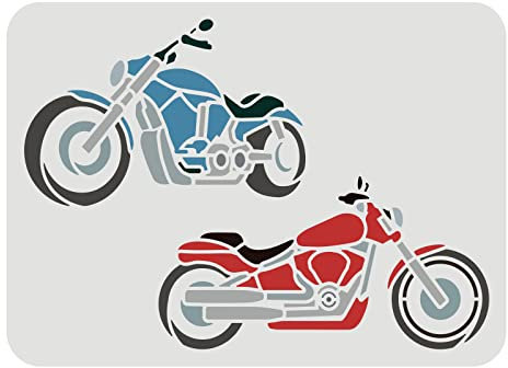 FINGERINSPIRE Motorrad Schablonen 29,7x21cm 2 Autos wiederverwendbar waschbar Fahrzeuge Wandzeichnung Schablonen Malkreide Schilder Schablonen zum Malen Basteln Fenster Wanddekoration