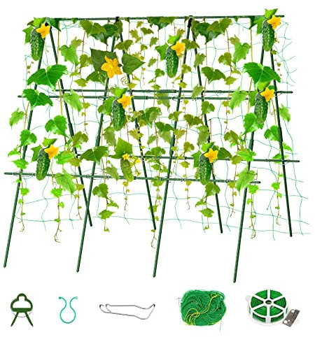 SUNYRISY Gurke Rankhilfe im Set, Pflanzenhalter für Gurke, Rankhilfen für Kletterpflanzen, Pflanzenstütze für Blumen & Nutzpflanzen, 120 cm Lang, Grün