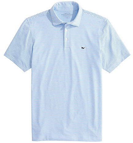 vineyard vines Men's Bradley Stripe Sankaty Polo, Ocean Breeze Tejeda, XXL