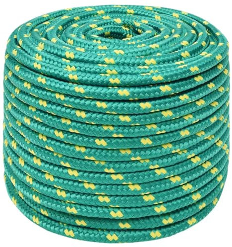 vidaXL Corde de Bateau Corde de Levage Câble d'Amarrage Ancrage Navire Lignes de Gréement Corde à Linge Vert 12 mm 50 m Polypropylène