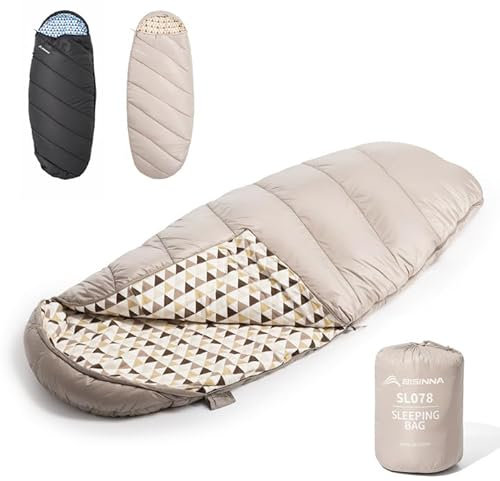 BISINNA XL Schlafsack 3~4 Jahreszeiten Flanell Schlafsack für Erwachsene Wasserdicht Schlafsäcke Winter Warm Perfekt für Camping, Indoor, Outdoor und Kaltes Wetter.