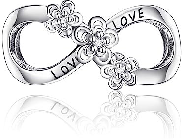 Unendlichkeit Liebe Charms 925 Sterling Silber für Europäische Armbänder und Halskette - Bead Charms Blume Perlen Geschenke für Frauen Mädchen