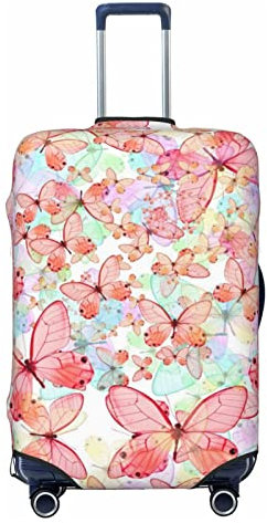 ASEELO Housse de protection pour valise de 45,7 à 81,3 cm Motif papillon Rose, noir, Large