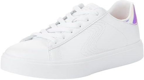 Skechers Street Girls, Zapatillas Niñas, White Synthetic Silver Trim, 38 EU