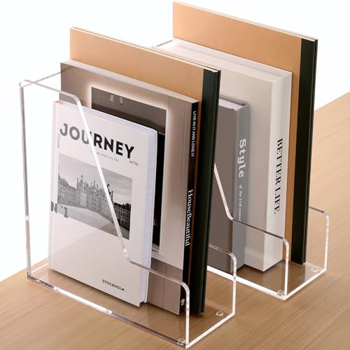 Acryl-Zeitschriftenhalter, Aktenordner für Schreibtisch, klare Büroorganisation, Dokumenten-Organizer, 2 Stück
