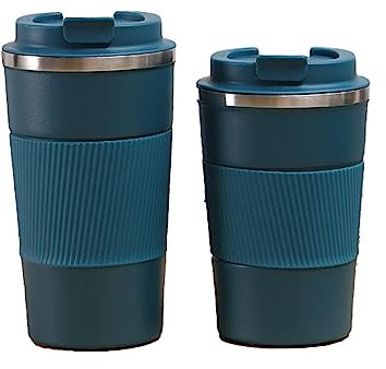 LOKORI Travel Mugs, Reusable Insulated Coffee Cups Travel Cup with Leakproof Lid,Vacuum Insulation Stainless Steel Bottle, Hot and Cold Coffee Mug,Blue-380ML