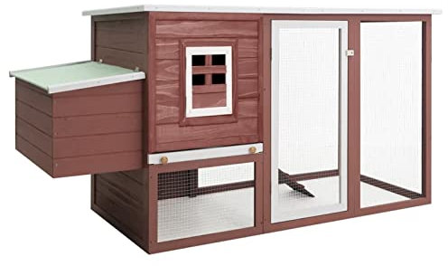 GuyAna Garten-Hühnerstall mit 1 Legenest Braun Holz HüHnerhaus Winterfest Mobiler HüHnerstall