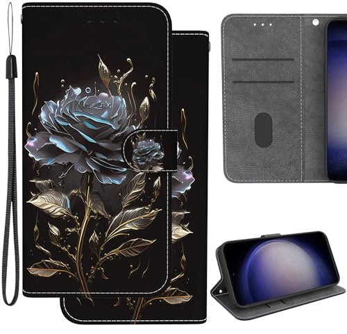 Ammeer Coque pour LG V40 ThinQ, PU Cuir Flip Housse Étui Rabat Cover Case Portefeuille Support avec Porte-Cartes Pochettes Fermoir Magnétique - Rose Noir