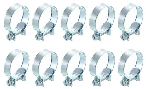 sourcing map 10Pcs Mini Fuel Line Pipe Hose Clamp Clip, Adjustable 27-29mm(1.06-1.14) Fuel Injection Line Style Hose Clamp, Zinc Plated Pipe Hose Clip Tube Clamps