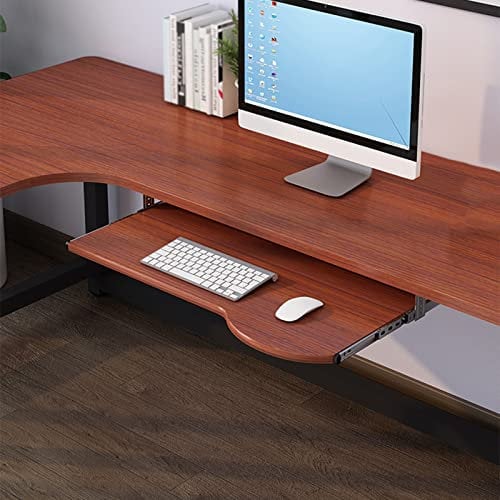 5 Colors Wooden Keyboard Tray Under Desk Pull Out - For Desk Organiser Keyboard Mouse Storage Shelf - With Slide Rails, Adjustable Ergonomic Desk Extender, 5 Colors, 3 Sizes, Many Choices (B white)