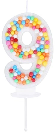 Kinsynko Kerze zum 9. Geburtstag, süßes Thema, Nummer 9, Kerze für Geburtstagskuchen, Frauen, neun Jahre, Geburtstag, Hochzeit, Jahrestag, Party, Regenbogen-Kuchendekoration