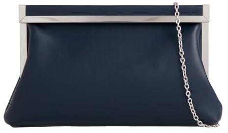 UShopUK Stylish Faux Leather Bridal Prom Wedding Evening Clutch Party Purse Shoulder Hand Bag (Navy Blue)