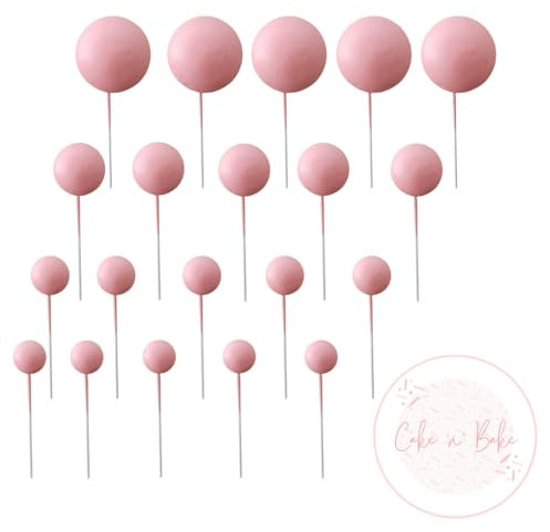 Faux Coloured Polystrene Cake Topper Ball Spheres - Pack of 20 (Light Pink)