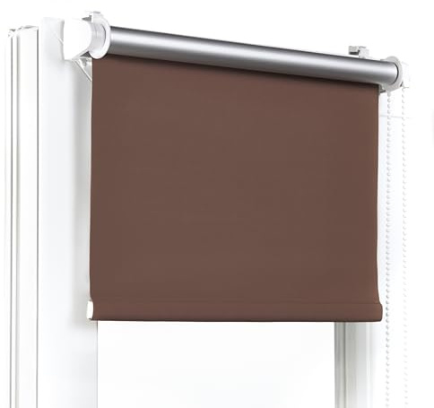 Fenster DEKOR - Rollos Für Fenster Ohne Bohren Braun - Verdunkelungsrollo B125 x H150 cm - Klemmrollo Verdunkelung - Fensterrollo Für Balkontüren - Verdunklungsrollo Leicht Zu Installieren