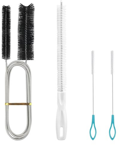 MOSTFUN 4 Pcs Flexible Pipe Cleaning Brushes, 155cm Dual Head Stainless Steel Long Pipe Cleaner Brush for Kitchen Bathroom Sink Refrigerator Drain Hole Aquarium