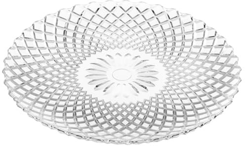 LOLAhome Juego de 12 platos llanos Harlequín de cristal transparente con tallado de Ø 25 cm