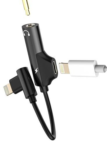 Adaptador Lightning a auriculares de 3,5 mm de audio y carga (2 en 1) para Apple MFI Certified Auto AUX Headphone Jack Splitter para iPhone 14 Jack Cargador Convertidor para iPad