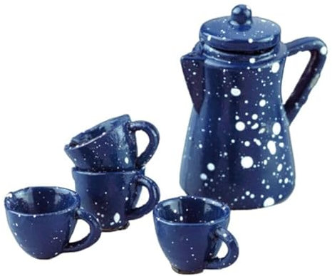 Miniaturen für Puppenhäuser und Wichtelstuben oder Geschenkgutscheine · DIY Miniwelt · Teeservice 1-2 cm + 5 cm blau 5-teilig