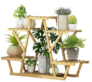 CNBYDK Pflanzenständer für draußen, Blumenständer, abgestuftes Pflanzenregal für drinnen, 4–6-stufiges Blumenhalter-Leiter-Pflanzenregal, für Mehrzweck-Blume