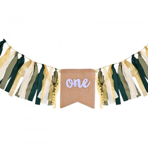 Volumoon 1. Geburtstag Baby Hochstuhls Dekor Grün, 1. Geburtstag Banner, Erster Geburtstags Hochstuhl Banner, Sackleine One Hochstuhl, Foto Requisiten Dekoration für Jungen oder Mädchen