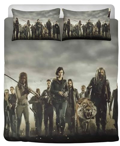 STARSAY Walking Dead Bettwäsche Mit Reißverschluss Bettbezüge und 2 Kissenbezug Schlafzimmer dekorative Mikrofaser Bettwäsche-Sets Atmungsaktiv (TWD)