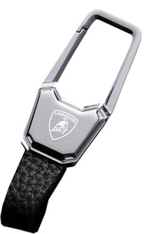1 Pièce Porte-Clés De Voiture pour Lamborghini Aventador Reventon Porte-clés logo voiture Porte-badge Mousqueton Porte Clé Accessoires Voiture,SilverBlack