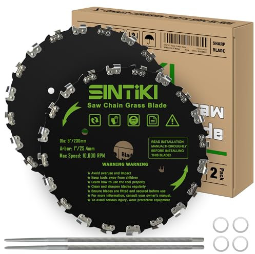 SINTIKI 2-Pack 9 Chainsaw Brush Cutter Blades and File Set, 20 Tooth, High Carbon Steel, Universal Fit for Husqvarna, Stihl, Oregon, Honda, Hitachi, Clears Weeds, Bush, Saplings