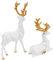 QUMIIRITY 2stücke Weihnachts-Rentier Figuren Aus Resin Moderne Deko-statuen Für Tisch Bücherregal Und Innenräume Stehendes Und Liegendes Rentier Für Festliche Deko
