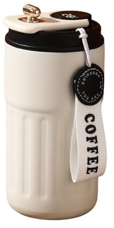 Worparsen Coffee Flask with LED Touch Screen Temperature Display, 450mL Stainless Steel Coffee Thermos for Hot Drinks, Vacuum Insulated Coffee Mug Travel Mugs, Thermos Cup Thermal Flask (Black)