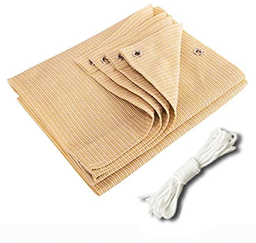 Telo parasole per esterni, resistente ai raggi UV al 90%, con occhielli, tessuto beige, per giardino, pergola, serra, patio, 2 x 5 m