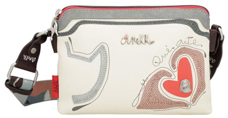 Anekke Umhängetasche mit zwei Fächern, praktisch und funktional, unabhängige Fächer und Gesäßtasche, Maße: 24 x 16 x 8 cm, Accessoires für Damen, Mehrfarbig