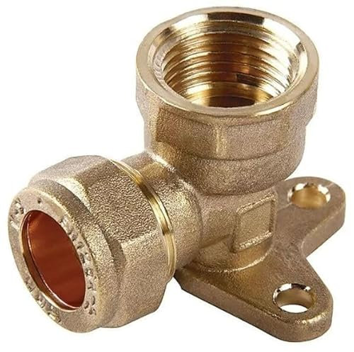 Grifo de latón para jardín exterior de 1,27 cm con placa de pared y adaptador de codo, se conecta a la manguera de babero de tubo (solo codo de placa de pared de 1,27 cm)