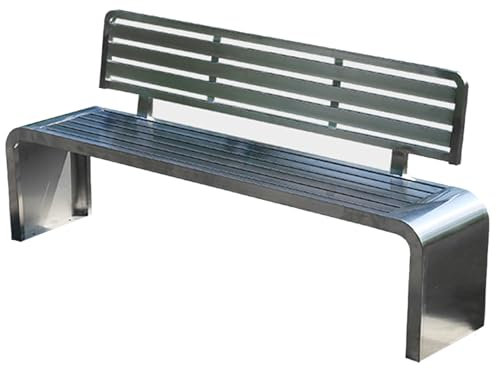 LYXWGRZD Gartenbank, 2-Sitzer Parkbank, Bank Ohne Rückenlehne, Gartenbank Metall aus Edelstahl, Gebogene Park-Terrassenbank, Sitzstuhl for Gartenmöbel for Veranda, Terrasse und Hof(Silver B,150cm/59in