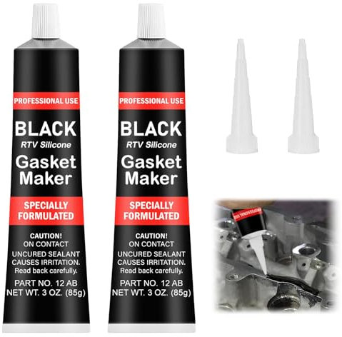 2 Stück Auspuff Dichtmasse Motordichtmasse, Dichtmasse Motor Schwarz für Reparatur Kfz-Motorradmaschinen, Hochtemperatur Silikon bis +343°C, Hitzebeständig Zylinderkopf Dichtmittel, 85g Dichtmasse Kfz