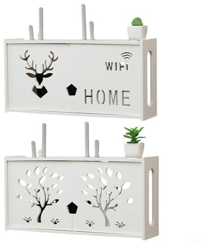 AugustknowU Funktionale Wand-Router-Aufbewahrungslösung, großes WLAN-Regal für Wohnzimmer, ideal für die Organisation von Gaming-Zubehör (B)