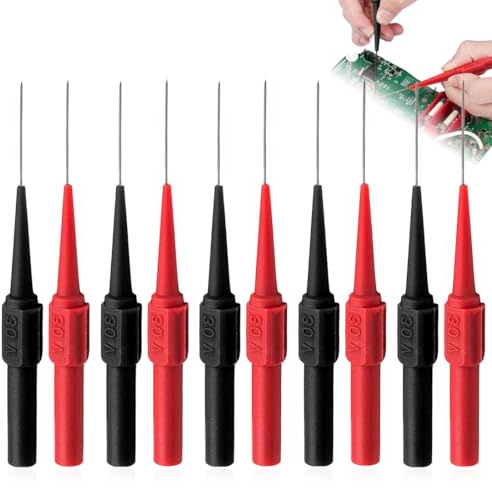 HABNI 10 Sonde Di Prova Multimetro Isolato, Kit Puntali Per Tester Ago Sottili, Puntali Multimetro Isolati,Sonda Di Pprova Da 0,7 Mm, Punta Di Prova Per Misurazione Elettrica Industria