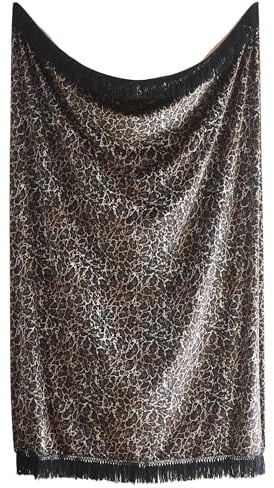 Laurence Llewelyn-Bowen, 100% Recycled Polyester, Velvet Throw, Gold, 130 x 180cm, Fringed Edge, Adult, Leopard Print, Animal Theme