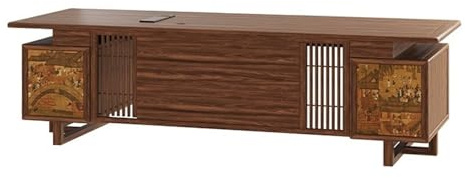 ZENGXJYCQINGJIANG Gaming Desk Chinese Aesthetics Office Executive Desk with Drawers and Storage Cabinet，78 Spacious Home with Charging Outlets