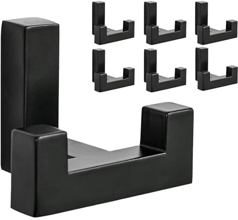 CRCFSUK 6 Stück Garderobenhaken schwarz - Zinklegierung tetris Garderobenhaken akustikpaneele schwarz,Wandhaken kleiderhaken für Bäder,Küchen, Foyers und Flure