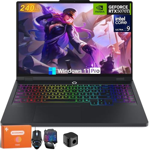 Lenovo Legion Pro 5i Gaming Laptop, GeForce RTX 5070Ti 12GB GDRR7, 16 2.5K 240Hz 100% DCI-P3, 500 nits OLED, Intel Ultra 9 275HX Processor, 64 GB DDR5, 2 TB SSD, Wi-Fi 7, Windows 11 Pro, Accessories