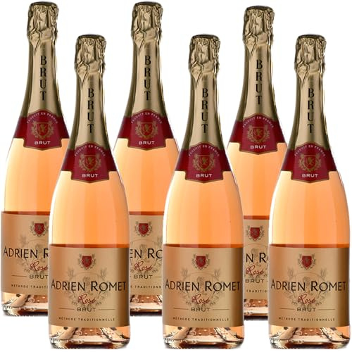 Vino Spumante Francese Rosè - Adrien Romet – Metodo Tradizionale Rosato Francia - 6 Bottiglie 75Cl - Aperitivo Raffinato