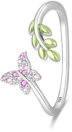 SOUTHPLUS Ring Silber 925 Damen, Verstellbare - Muscheln, Seestern, Schmetterling, Biene, Stern Mond Motive - mehrfarbig blau silber - Schmuck für Frauen Mädchen, Geschenk