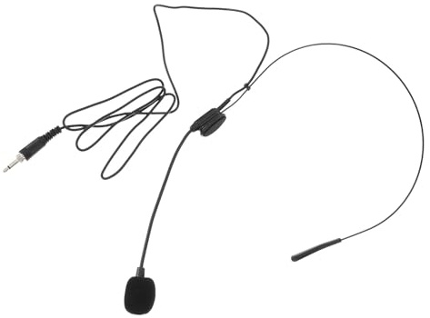 Microfono Condensatore Cablato da Testa, Nero, Flessibile per Insegnanti | Connessione Jack per Computer, Struttura Pieghevole, Rame e Spugna, per Aula e Spostamenti