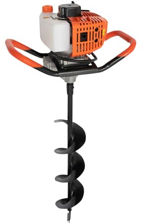 CHAPINGNI 2-Takt Benzinmotor, 2.3PS 52ccm Erdbohrer Tragbarer Zaunpfahl-Ramme Erdlochbohrer Erdbohrgerät mit Leistung luftgekühlt Verlängerung ideal für Bauernhöfe Ranchzäune Straßenverbesserungen