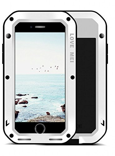 FONREST iPhone 8 Funda, Love Mei Antichoque Al Aire Libre Tarea Pesada Híbrido Aluminio Metal Armadura Antipolvo Carcasas para iPhone8 y iPhone7 con Protector de Pantalla de Vidrio Templado (Blanco)