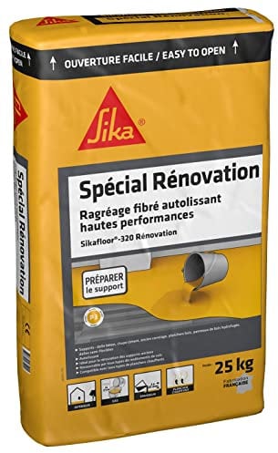 SIKA - Ragréage autolissant fibré pour sols intérieurs - SikaFloor 320 Renovation Gris Béton - Idéal pour les supports difficiles en rénovation - 25kg