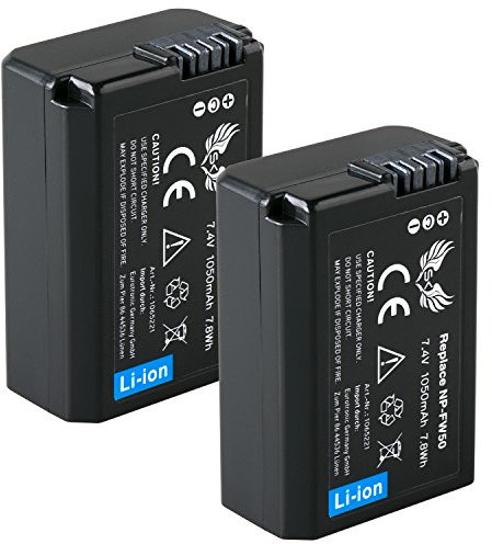 2X SK Akku Sony NP-FW50 |- 1050mAh -| für Sony Alpha 7 7II 7R 7S II 5100 6300 6500 // NEX-3 NEX-6 NEX-7 NEX-F3 // DSC RX10 // SLT A35 A55 // ZV-E10