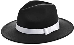 BABEYOND Fedora-Hut für Herren, 1920er-Jahre, mit breiter Krempe und Band für Damen und Herren, Gatsby-Filzhut im Panama-Stil
