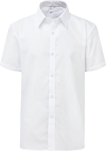 ND Sports 1 Pack White Short-Sleeve Shirt, School Shirts Boys (17.5 Collar) - Classic Regular Fit, Button-Down, Easy Iron, Perfect for School Uniforms, Business Casual & Formal Wear