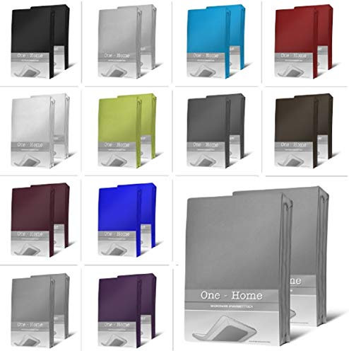 one-home 2er Pack Microfaser Spannbettlaken Spannbetttuch Betttuch mit Rundumgummi Set, Farbe:Grau, Maße:90x200 cm - 100x200 cm
